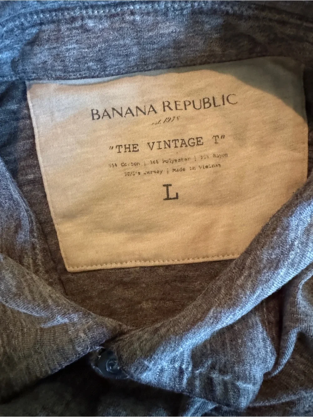 Banana Republic Men's Gray Polo “The Vintage T” Shirt Size Large